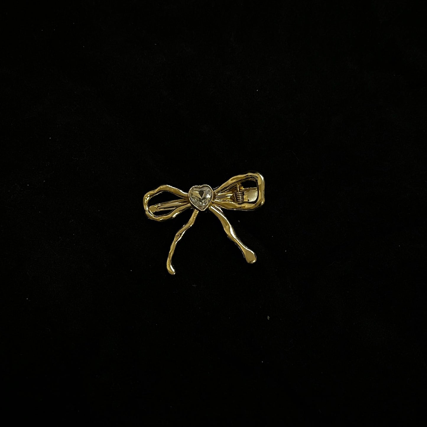 Rosy Ribbon Hair Clip - Gold