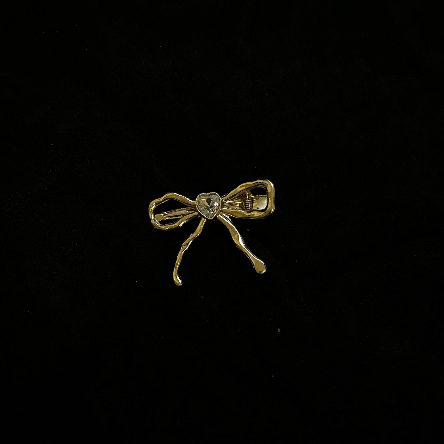 Rosy Ribbon Hair Clip - Gold