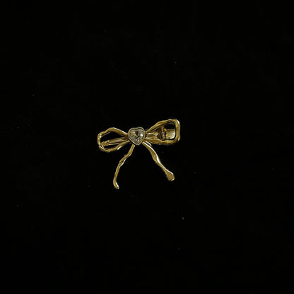 Rosy Ribbon Hair Clip - Gold